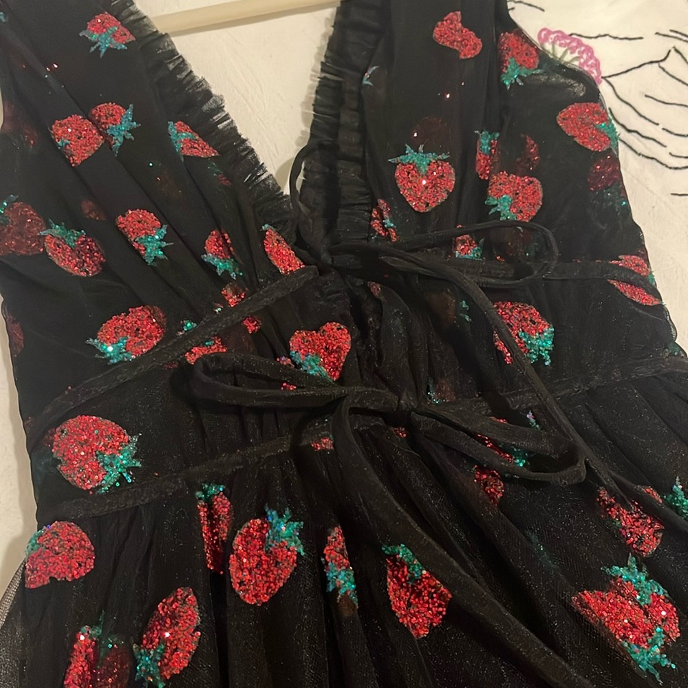 Lirika Matoshi Black Midi Strawberry Dress - Picture 3 of 6